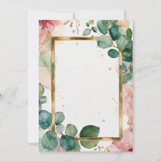 Elegant Eucalyptus & Gold Geometric Wedding Invita Invitation