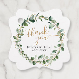 Elegant Eucalyptus Gold Greenery Wedding Thank You Favour Tags