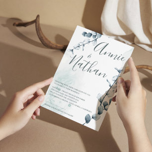 Elegant Eucalyptus Green Leaves Botanical Wedding Invitation