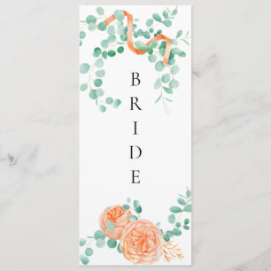 Elegant Eucalyptus Green Peach Floral Chair Sign Menu