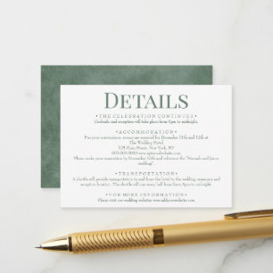 Elegant Eucalyptus Green Wedding Details Enclosure Card