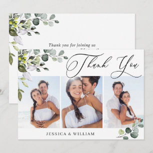 Elegant Eucalyptus Greenery 3 PHOTO Thank You Card