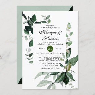 Elegant Eucalyptus Greenery Airy Rustic Wedding Invitation