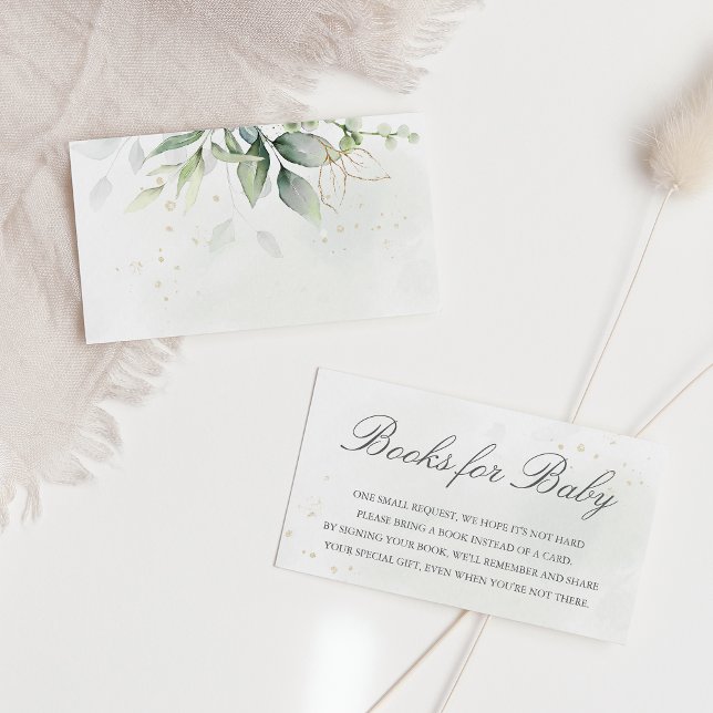 Elegant Eucalyptus Greenery Baby Book Request Enclosure Card (Creator Uploaded)