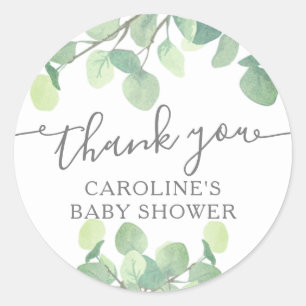 Elegant Eucalyptus Greenery Baby Shower Classic Round Sticker