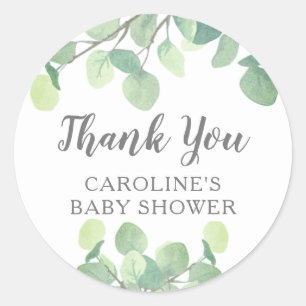 Elegant Eucalyptus Greenery Baby Shower Classic Round Sticker