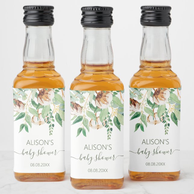 Elegant Eucalyptus Greenery Baby Shower Mini Liquor Bottle Label (Creator Uploaded)