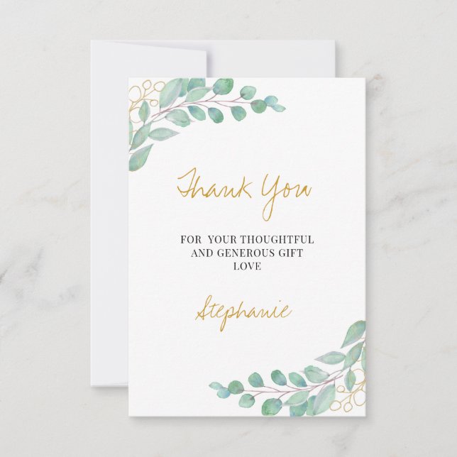 Elegant Eucalyptus Greenery Baby Shower Thank You  Card (Front)