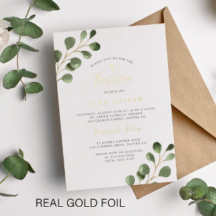 Elegant eucalyptus greenery Baptism real gold