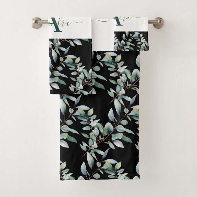 Elegant Eucalyptus Greenery Botanical Towel Set (Insitu)