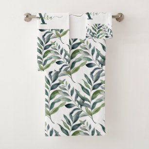 Elegant Eucalyptus Greenery Botanical Towel Set