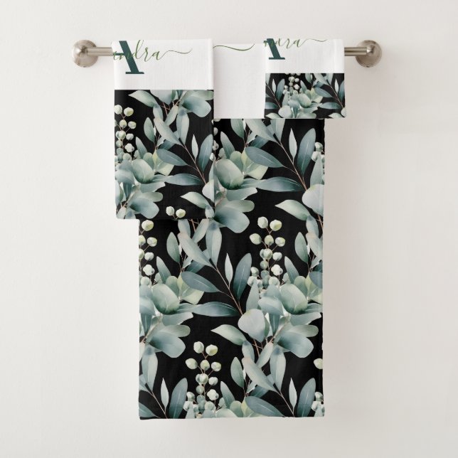 Elegant Eucalyptus Greenery Botanical Towel Set (Insitu)