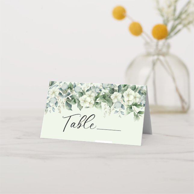 Elegant Eucalyptus Greenery Botanical Wedding Place Card (Front)