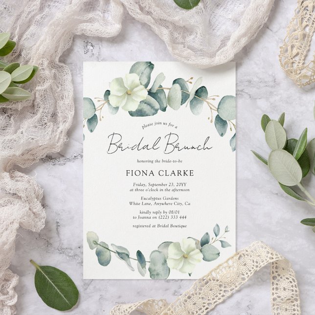 Elegant Eucalyptus Greenery Bridal Brunch Invitation (Creator Uploaded)