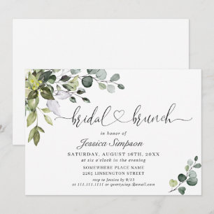 Elegant Eucalyptus Greenery Bridal Brunch Invitation