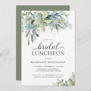 Elegant Eucalyptus Greenery Bridal Luncheon Invitation