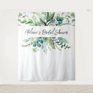 Elegant Eucalyptus Greenery Bridal Shower Backdrop Tapestry