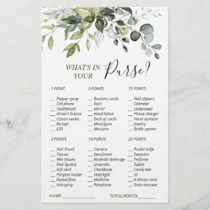 Elegant Eucalyptus Greenery Bridal Shower Game