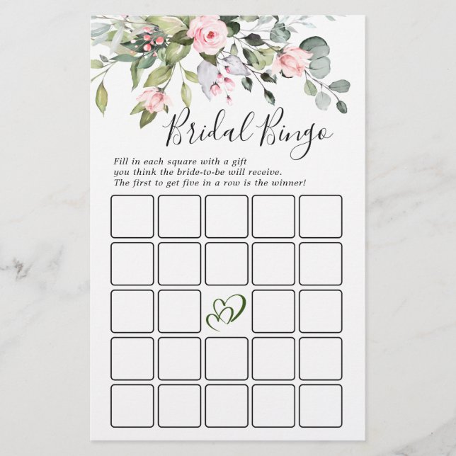 Elegant Eucalyptus Greenery Bridal Shower Game (Front)