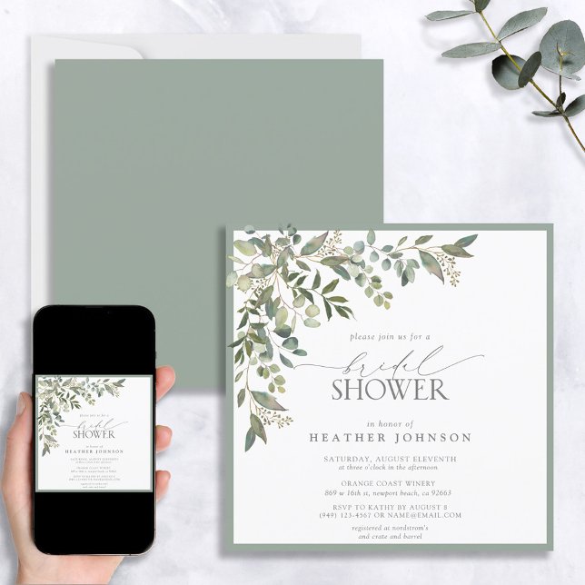 Elegant Eucalyptus Greenery Bridal Shower Invitation (Creator Uploaded)