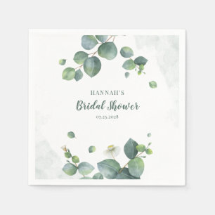 Elegant Eucalyptus Greenery Bridal Shower Paper Napkin