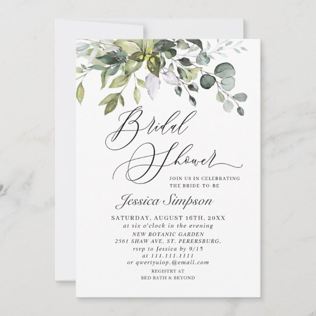 Elegant Eucalyptus Greenery Bridal Shower PHOTO Invitation (Front)