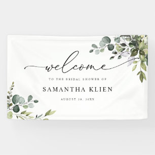 Elegant Eucalyptus Greenery Bridal Shower Welcome Banner
