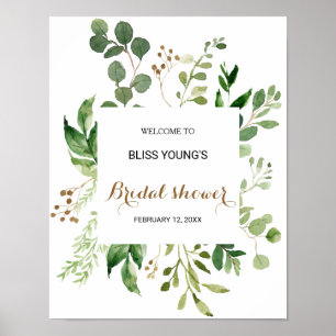 Elegant Eucalyptus Greenery Bridal Shower Welcome Poster