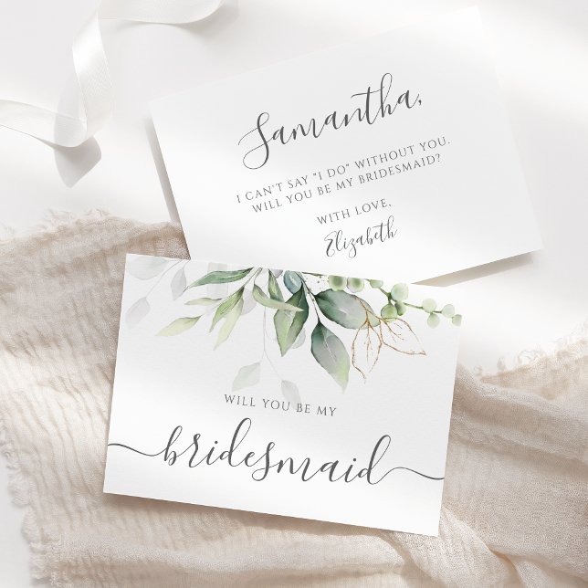 Elegant Eucalyptus Greenery Bridesmaid Proposal  Invitation (Creator Uploaded)