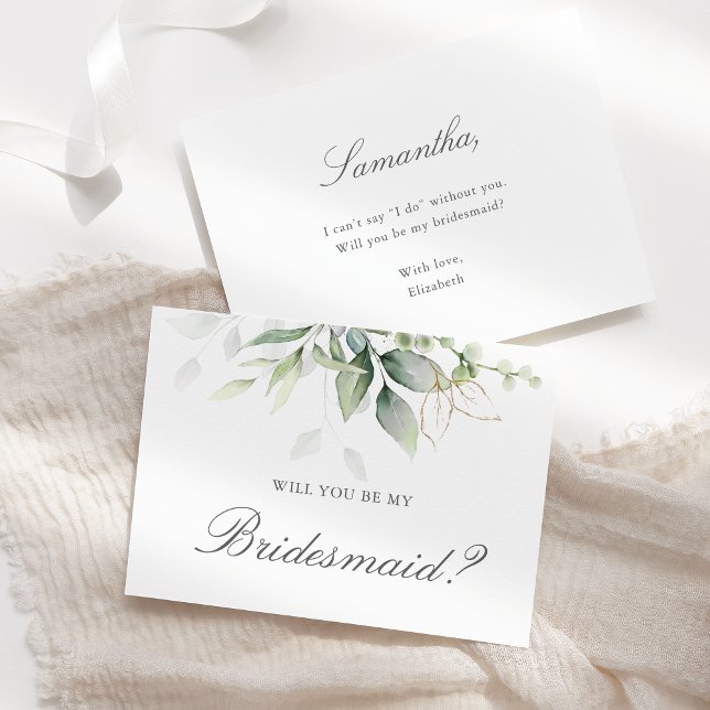Elegant Eucalyptus Greenery Bridesmaid Proposal Invitation (Creator Uploaded)