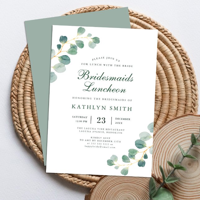 Elegant Eucalyptus Greenery Bridesmaids Luncheon Invitation (Creator Uploaded)