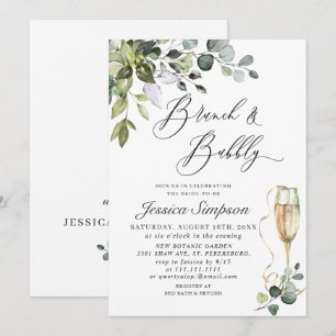 Elegant Eucalyptus Greenery Brunch & Bubbly Invitation