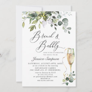 Elegant Eucalyptus Greenery Brunch & Bubbly PHOTO Invitation