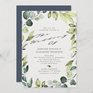 Elegant Eucalyptus Greenery Calligraphy Wedding Invitation