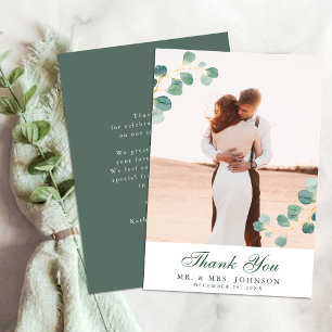 Elegant Eucalyptus Greenery Calligraphy Wedding Thank You Card