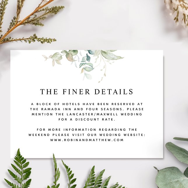 Elegant Eucalyptus Greenery Details Wedding Enclosure Card (Creator Uploaded)
