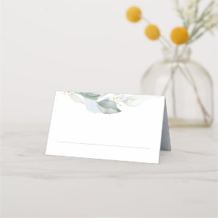 Elegant Eucalyptus Greenery Dusty Blue Wedding Place Card