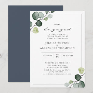 Elegant Eucalyptus Greenery Engagement Party Invitation