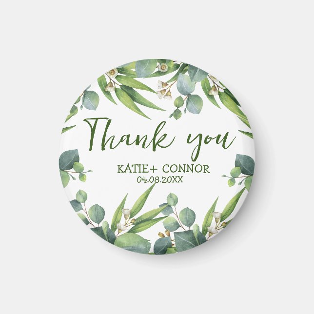 Elegant Eucalyptus Greenery Favor Thank You Magnet (Front)