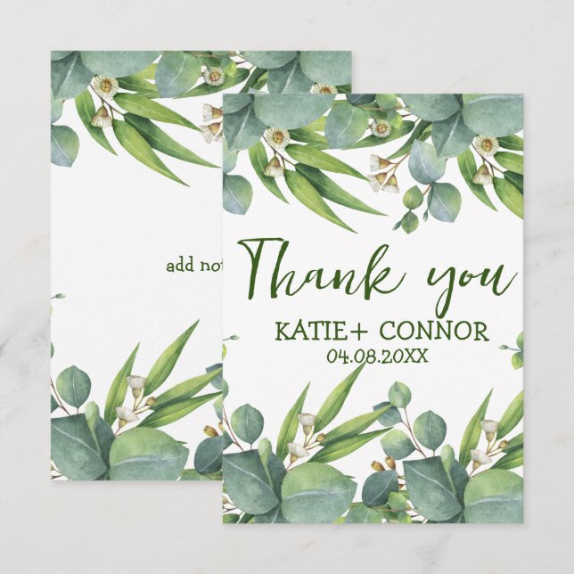 Elegant Eucalyptus Greenery Favour Thank You Card  (Front/Back)