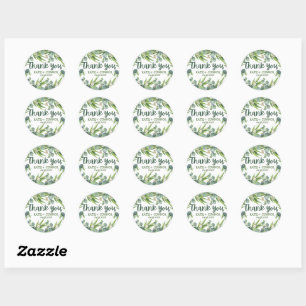 Elegant Eucalyptus Greenery Favour Thank You  Classic Round Sticker