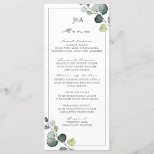 Elegant Eucalyptus Greenery Four Course Menu
