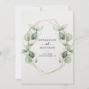 Elegant Eucalyptus Greenery Geometric Wedding Invitation