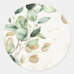 Elegant Eucalyptus Greenery & Gold Accents Wedding Classic Round Sticker