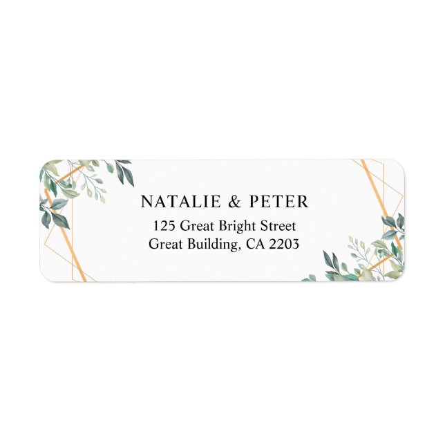 Elegant Eucalyptus Greenery Gold Return Address (Front)