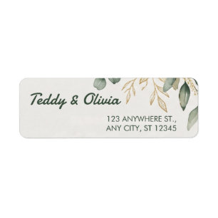 Elegant Eucalyptus Greenery Gold Return Address La