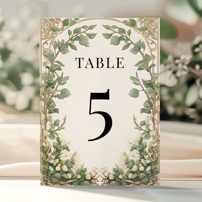 Elegant Eucalyptus Greenery Gold Table Number (Creator Uploaded)