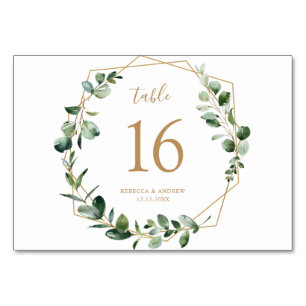 Elegant Eucalyptus Greenery Gold Table Numbers