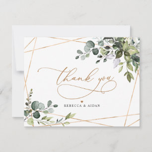 Elegant Eucalyptus Greenery Gold Thank You Card