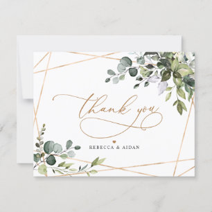 Elegant Eucalyptus Greenery Gold Thank You Card